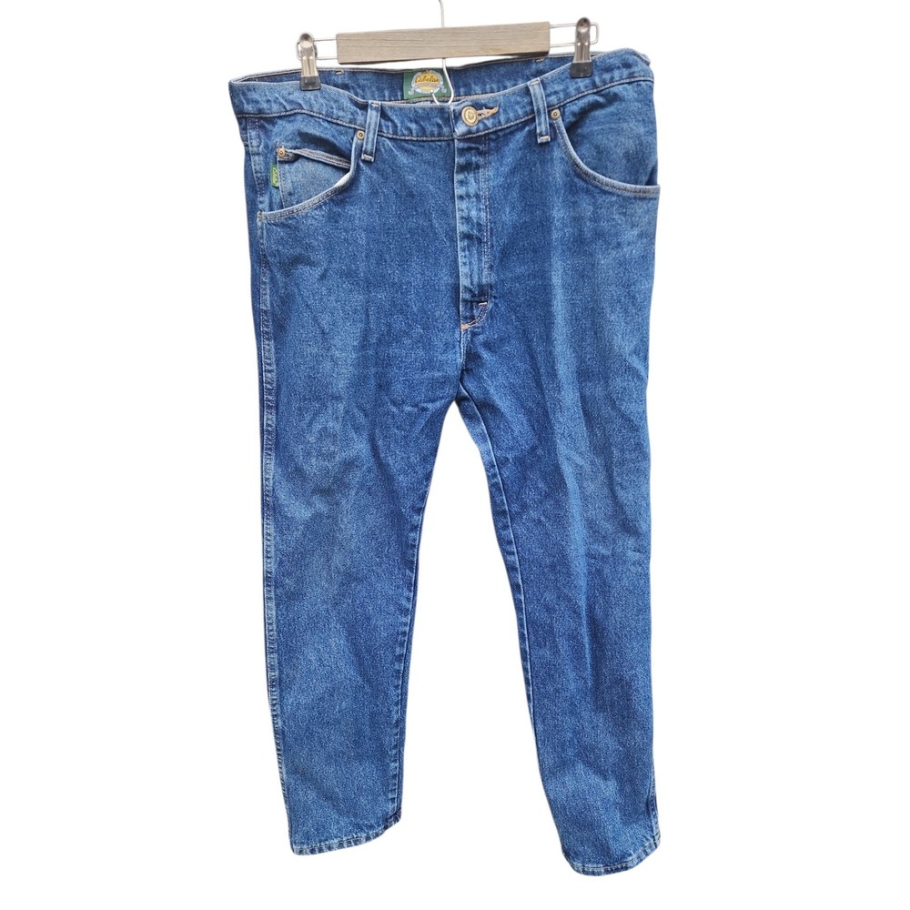 Cabelas Mens Straight Leg Jeans Blue Medium Wash Denim 36x30 905100D